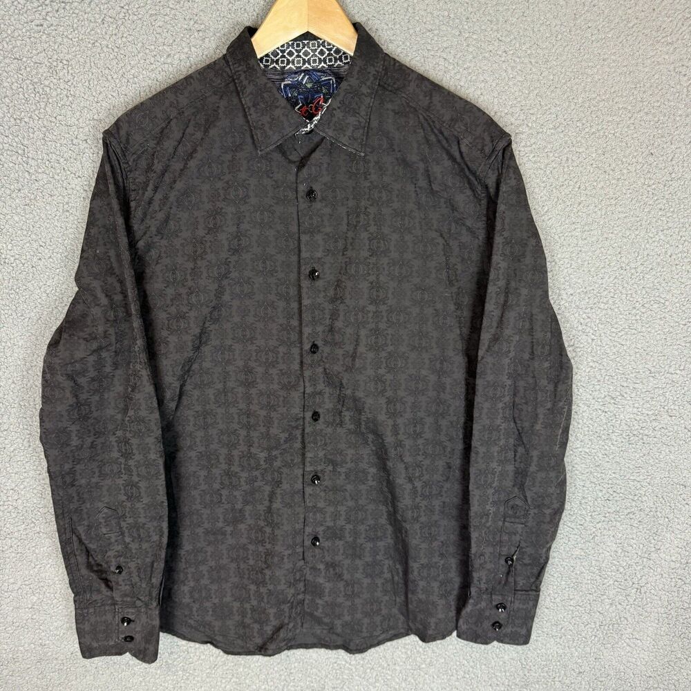 Robert‎ Graham Shirt Mens L Black Classic Fit Long Sleeve Button Up Cotton